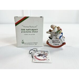 Vintage 1986 Norman Rockwell Grandpa Rocking Horse Christmas Ornament Boxed NIB